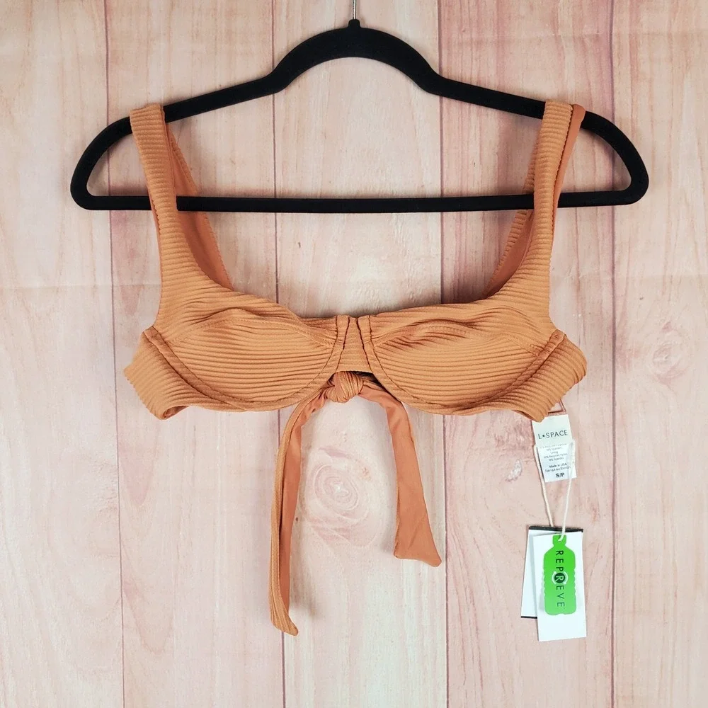 Lspace Sienna Eco Chic Repreve Nikita Bikini Top Women S Orange Stretch Swimwear